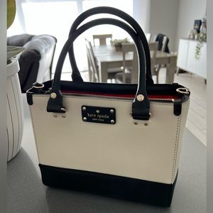 Kate Spade Ivory & Black Purse with Red Interior